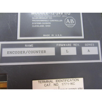 Allen Bradley 1771-IKC Module 1771-1KC Firmware Rev.L Series A - Used