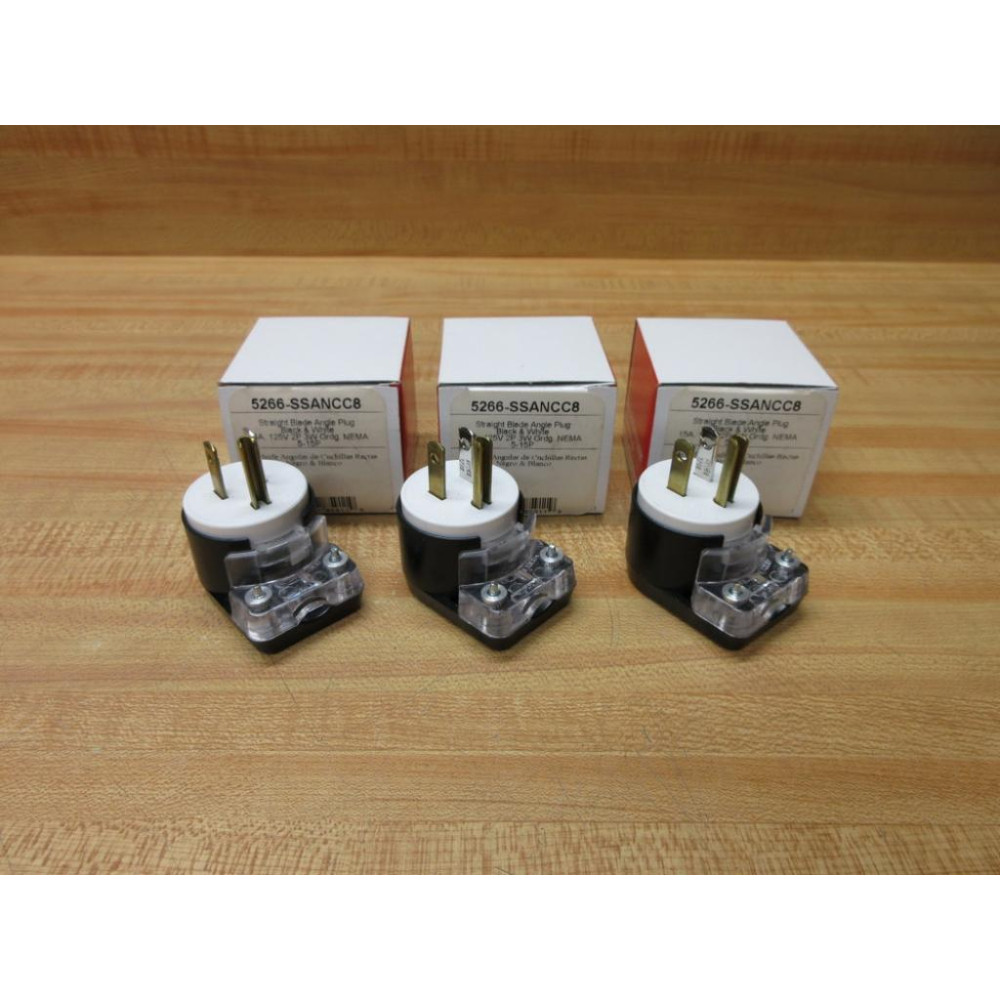 Pass & Seymour 5266-SSANCC8 Straight Blade Angle Plug 5266SSANCC8 (Pack of 3) Pass & Seymour 5266-SSANCC8 Straight Blade Angle Plug 5266SSANCC8 (Pack of 3)