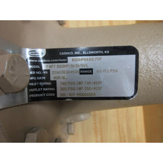 Cashco 1"NPT 1000HPDIDIS1L High Pressure Regulator - New No Box