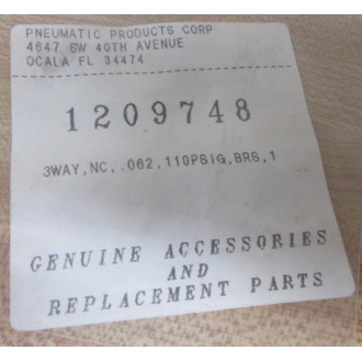 Pneumatic Products 1209748 3 Way Solenoid Valve - New No Box
