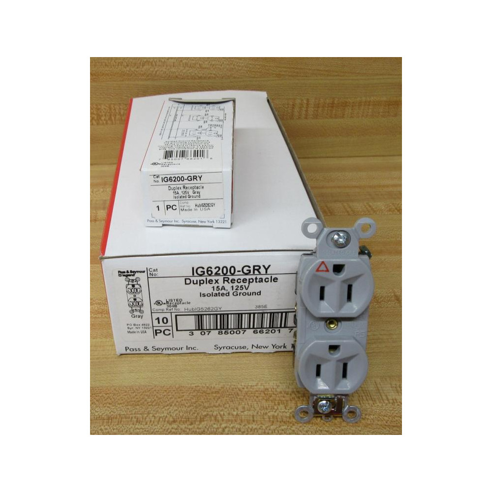 Pass & Seymour Legrand IG6200-GRY Duplex Receptacle IG6200GRY (Pack of 10) Pass & Seymour Legrand IG6200-GRY Duplex Receptacle IG6200GRY (Pack of 10)