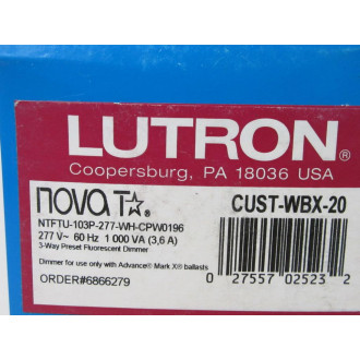 Lutron CUST-WBX-20 3-Way Preset Fluorescent Dimmer NTFU-103P-277-WH