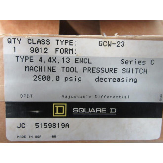 Square D 9012 GCW-23 Pressure Switch 9012GCW23