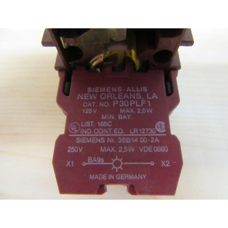 Siemens P30LBF15 Push Button Switch Amber Lens