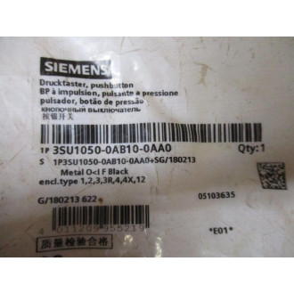 Siemens 3SU1050-0AB10-0AA0 Black Button 3SU10500AB100A0