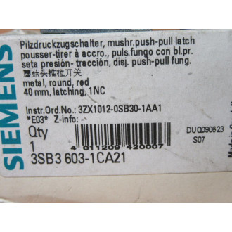 Siemens 3SB3 244-6AA20 Red 3SB32446AA20