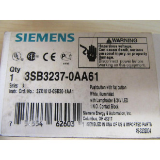 Siemens 3SB3 237-0AA61 White 3SB32370AA61 Complete