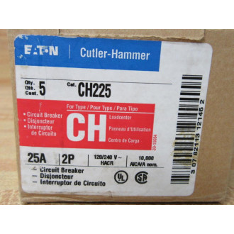 Cutler Hammer CH225 Eaton 25A Circuit Breaker (Pack of 5)