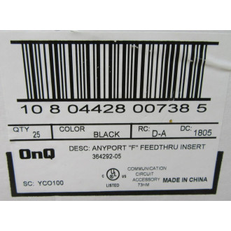 OnQ 364292-05 Feed-Thru Insert 36429205 (Pack of 25) OnQ 364292-05 Feed-Thru Insert 36429205 (Pack of 25)