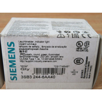 Siemens 3SB3 244-6AA40 Green 3SB32446AA40 wBase