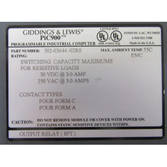 Giddings & Lewis 502-03644-02 Output Relay M.1016.9088