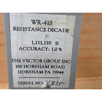 Vector WR-418 Resistance Decade WR418 - Used