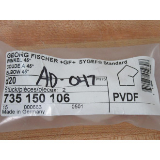 Georg Fischer 735 150 106 45° Elbow 735150106 (Pack of 2) Georg Fischer 735 150 106 45° Elbow 735150106 (Pack of 2)