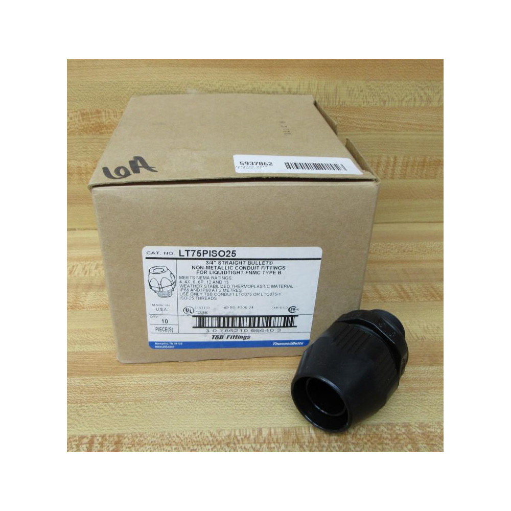 Thomas & Betts LT75PISO25 Conduit Fitting Black (Pack of 10) Thomas & Betts LT75PISO25 Conduit Fitting Black (Pack of 10)