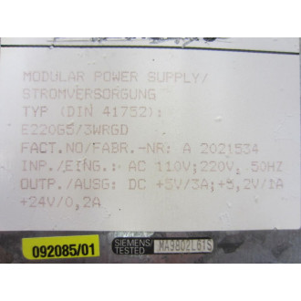 Siemens E220G53WRGD Power Supply E220G53WRGD - Used