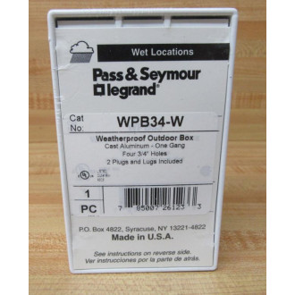 Pass & Seymour Legrand WPB34-W Outdoor Box WPB34W Pass & Seymour Legrand WPB34-W Outdoor Box WPB34W
