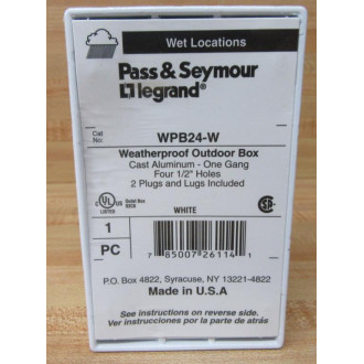 Pass & Seymour Legrand WPB24-W Outlet Box WPB24W (Pack of 8) Pass & Seymour Legrand WPB24-W Outlet Box WPB24W (Pack of 8)