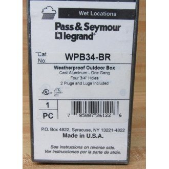 Pass & Seymour Legrand WPB34-BR Outdoor Box WPB34BR Pass & Seymour Legrand WPB34-BR Outdoor Box WPB34BR
