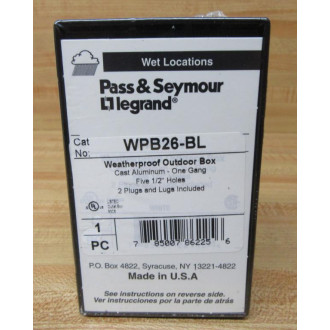 Pass & Seymour Legrand WPB26-BL Outlet Box WPB26BL (Pack of 12) Pass & Seymour Legrand WPB26-BL Outlet Box WPB26BL (Pack of 12)