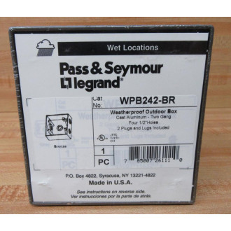 Pass & Seymour Legrand WPB242-BR Outdoor Box WPB242BR Pass & Seymour Legrand WPB242-BR Outdoor Box WPB242BR