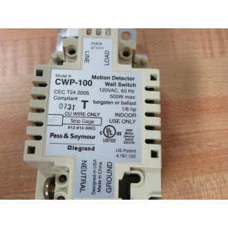 Pass & Seymour CWP100-I TradeMaster Vacancy Sensor CWP100I
