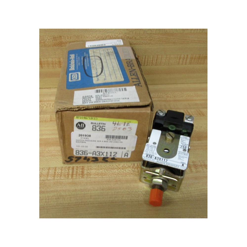 Allen Bradley 836-A3X112 Pressure Switch 836A3X112 Allen Bradley 836-A3X112 Pressure Switch 836A3X112