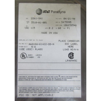 AT&T Paradyne 3510-A1-001 Modem 3510A1001