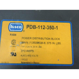 ILSCO PDB-112-350-1 Power Distribution Block PDB1123501 - New No Box