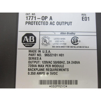 Allen Bradley 1771-OP AC Output Module 1771-0P Ser.A Rev.E01 - New No Box