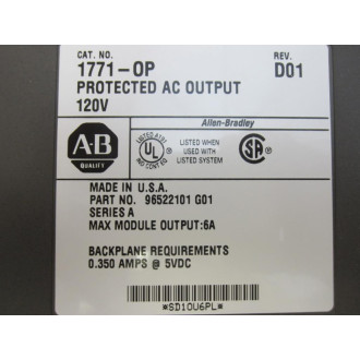 Allen Bradley 1771-OP AC Output Module 1771-0P Ser.A Rev.D01 - New No Box