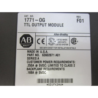 Allen Bradley 1771-OG TTL Output Module 1771-0G Ser.ARev.F01 - New No Box