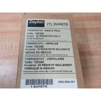 Dayton 3UH07D Single Pole Thermostat