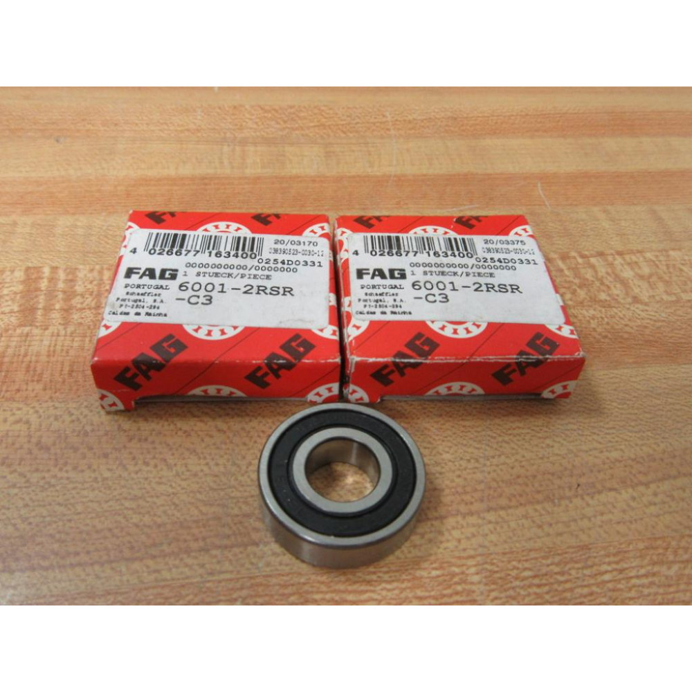 FAG 6001-2RSR-C3 Cage Bearing 60012RSRC3 (Pack of 2)
