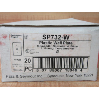 Pass & Seymour SP732-W Legrand Plastic Wall Plate SP732W (Pack of 20)