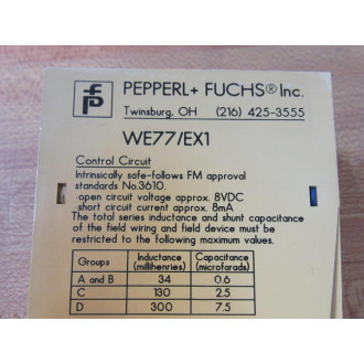 Pepperl + Fuchs 01666S Switch Isolator WE77EX1 - Used