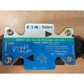 Eaton DG4V-3S-2A-M-FPA5WL-B5-60 Vickers Valve 02-109627 wo Coil - New No Box