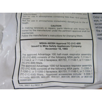 MSA 806564 Respirator Low Profile Cartridge 806548 (Pack of 2)