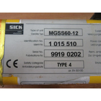 Sick MGSS60-12 Light Curtain 1 015 510 - Used Sick MGSS60-12 Light Curtain 1 015 510 - Used