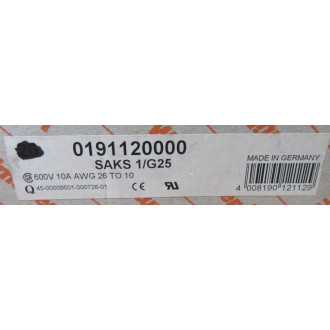 Weidmuller SAKS 1G25 Contact Block 0191120000 (Pack of 13)