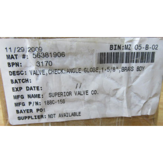 Superior Valve 188C-15S Check Valve 188C15S