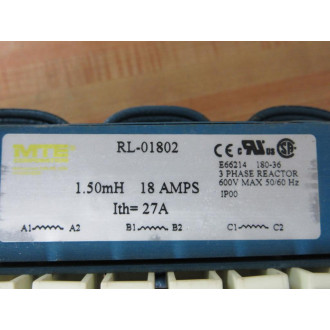 MTE RL-01802 3-Phase Reactor RL01802 - Used
