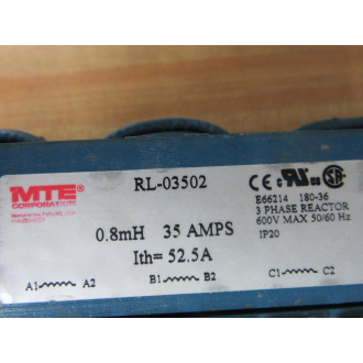 MTE RL-03502 3-Phase Reactor RL03502 - Used