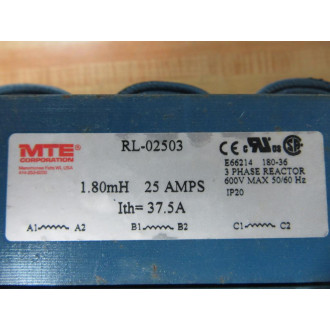 MTE RL-02503 3-Phase Reactor RL02503 - Used