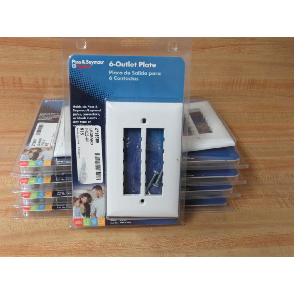 Pass & Seymour TPDC6-WV 6-Outlet Plate TPDC6WV (Pack of 9) Pass & Seymour TPDC6-WV 6-Outlet Plate TPDC6WV (Pack of 9)