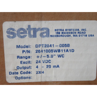 Setra DPT2641-005B Pressure Transducer 2641005WB11A1D