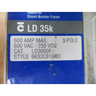 Cutler Hammer 6633C81G03 600A Circuit Breaker LD3600F - Used