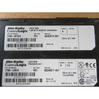 Allen Bradley 1756-L55 Processor Unit 1756-M13 Rev.F01 Memory - New No Box