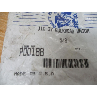 Barnes P00188 JIC 37 Bulkhead Union 58" (Pack of 2)