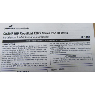 Cooper Crouse Hinds F2MVSY050DT Floodlight F2MVSY050DT Cooper Crouse Hinds F2MVSY050DT Floodlight F2MVSY050DT