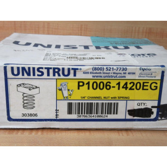 Unistrut P1006-1420EG 14" Channel Nut wSpring P10061420EG (Pack of 74) Unistrut P1006-1420EG 14" Channel Nut wSpring P10061420EG (Pack of 74)